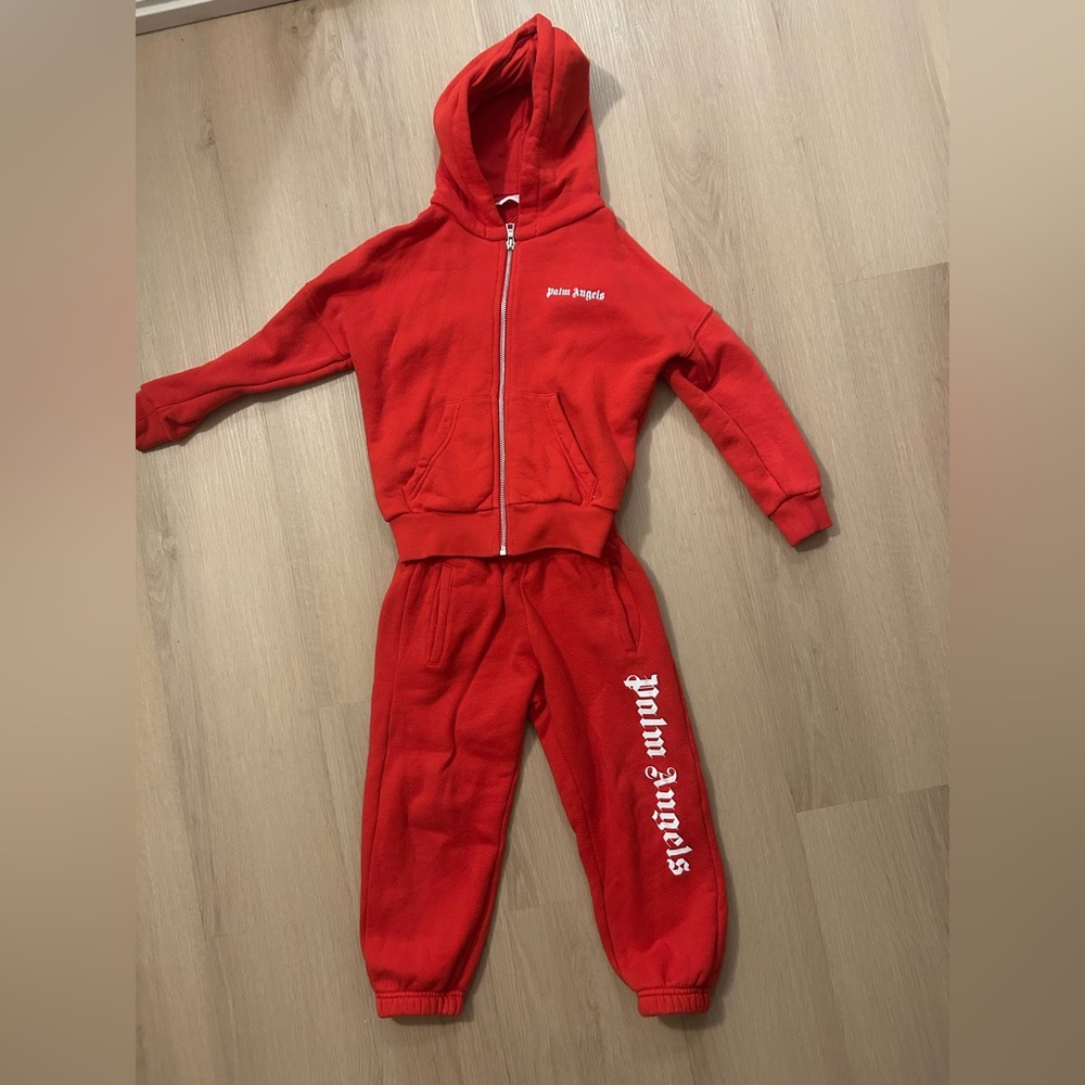 Palm Angels Kids Red Sweatpants & Hoodie Set